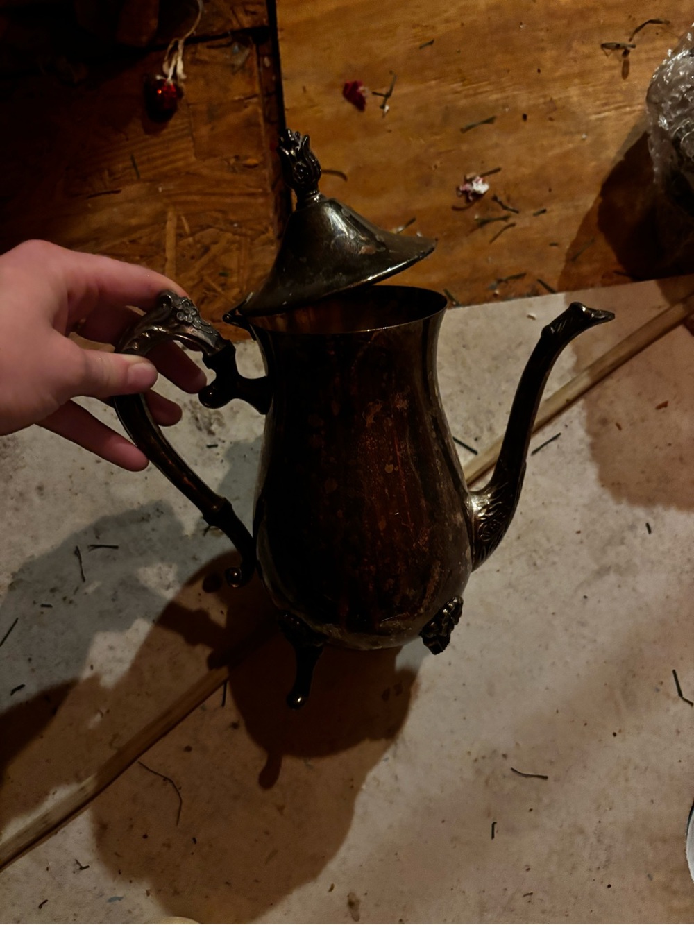 Vintage Brass Finish Decorative Coffee Pot - Brown